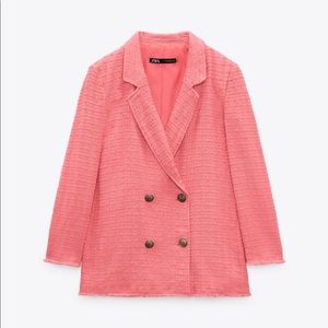 ZARA TEXTURED DOUBLE BREASTED BLAZER
